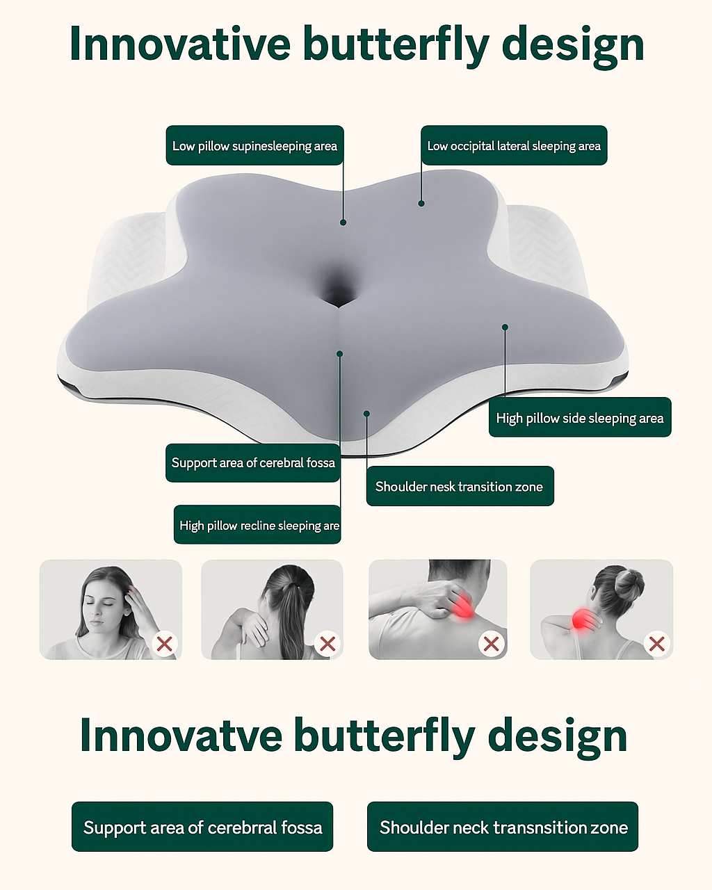 Butterfly-Shaped Memory Foam Cervical Pillow – Orthopedic Neck & Shoulder Support for Pain Relief & Better Sleep
