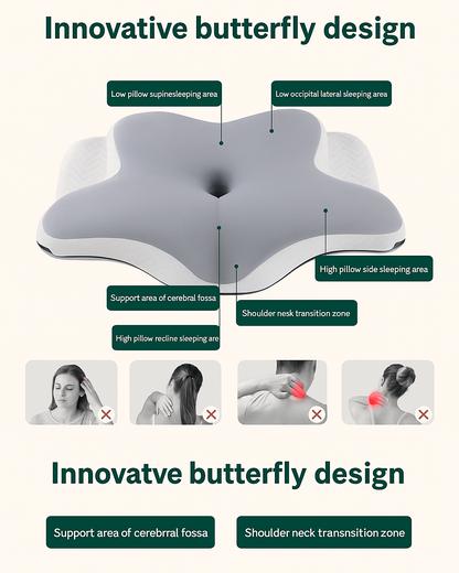 Butterfly-Shaped Memory Foam Cervical Pillow – Orthopedic Neck & Shoulder Support for Pain Relief & Better Sleep