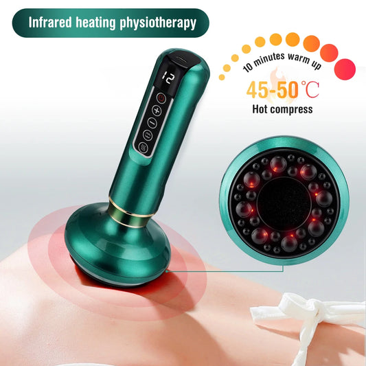 Electric Cupping Therapy Massager – 6/12 Gear Vacuum Suction with Heat, Gua Sha Scraping & Anti-Cellulite Body Slimming