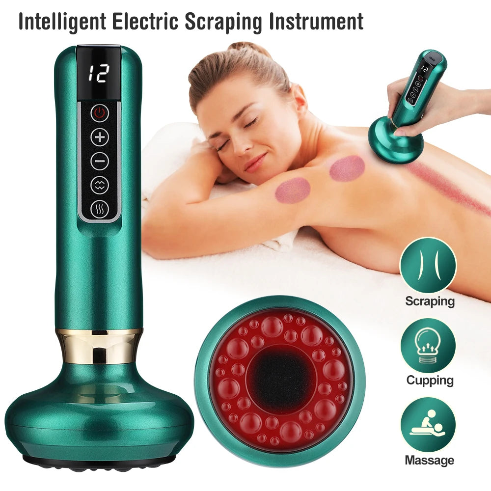 Electric Cupping Therapy Massager – 6/12 Gear Vacuum Suction with Heat, Gua Sha Scraping & Anti-Cellulite Body Slimming