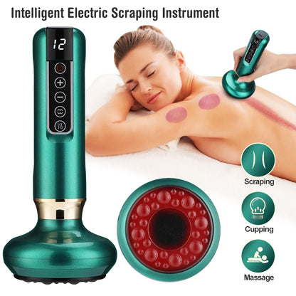 Electric Cupping Therapy Massager – 6/12 Gear Vacuum Suction with Heat, Gua Sha Scraping & Anti-Cellulite Body Slimming