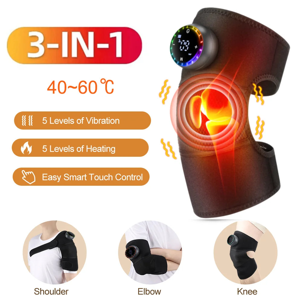 3-in-1 Electric Heating Massager – Heat, Vibration & Compression Therapy for Shoulder, Knee & Calf Pain Relief