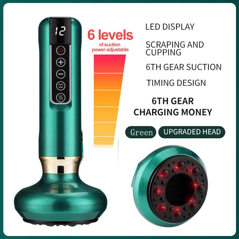 Electric Cupping Therapy Massager – 6/12 Gear Vacuum Suction with Heat, Gua Sha Scraping & Anti-Cellulite Body Slimming