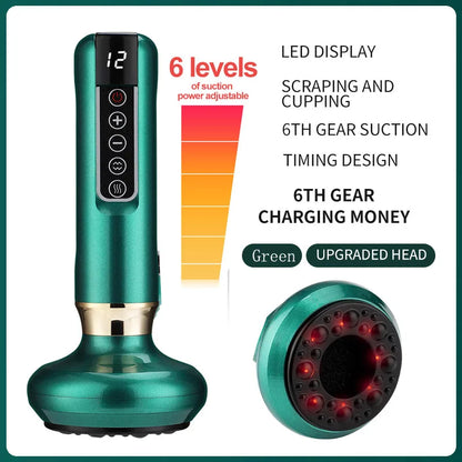 Electric Cupping Therapy Massager – 6/12 Gear Vacuum Suction with Heat, Gua Sha Scraping & Anti-Cellulite Body Slimming