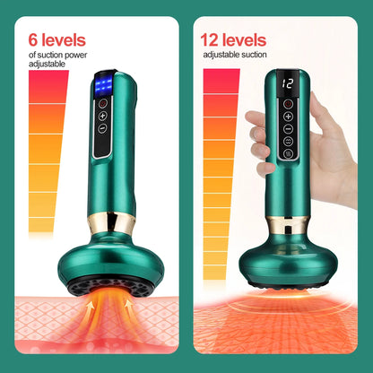 Electric Cupping Therapy Massager – 6/12 Gear Vacuum Suction with Heat, Gua Sha Scraping & Anti-Cellulite Body Slimming