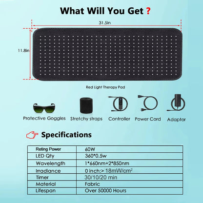 Updated Red Light Therapy Heating Pad for Body Infrared Light Device Cushion Mat Waist Back Shoulder Muscle Pain Relief Relax