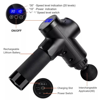 Fascial Massage Gun – Electric Percussion Pistol for Deep Tissue Muscle Relaxation, Pain Relief & Full-Body Massage