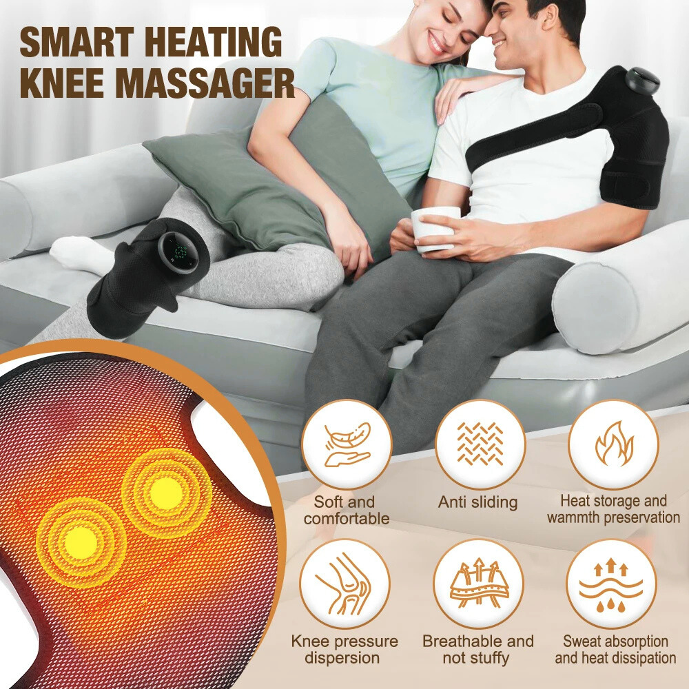 3-in-1 Electric Heating Massager – Heat, Vibration & Compression Therapy for Shoulder, Knee & Calf Pain Relief