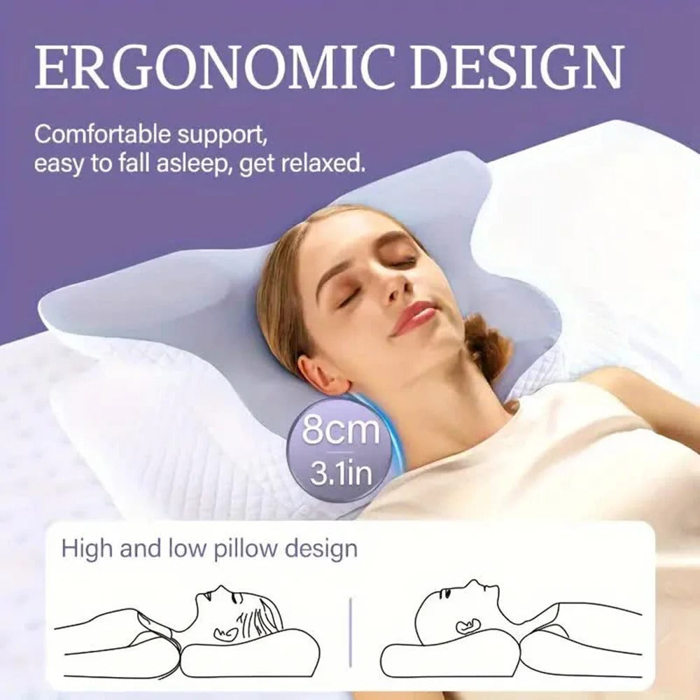 Suthria Ergonomic Butterfly Cervical Pillow – Memory Foam Neck & Shoulder Support for Side, Back & Stomach Sleepers