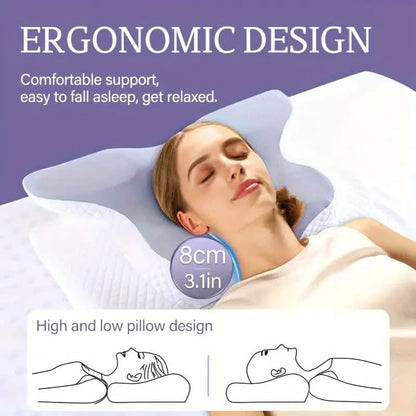 Suthria Ergonomic Butterfly Cervical Pillow – Memory Foam Neck & Shoulder Support for Side, Back & Stomach Sleepers