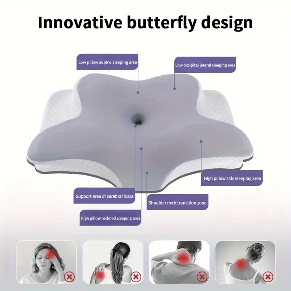 Suthria Ergonomic Butterfly Cervical Pillow – Memory Foam Neck & Shoulder Support for Side, Back & Stomach Sleepers