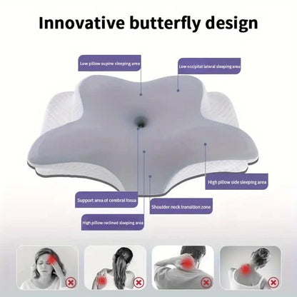 Suthria Ergonomic Butterfly Cervical Pillow – Memory Foam Neck & Shoulder Support for Side, Back & Stomach Sleepers